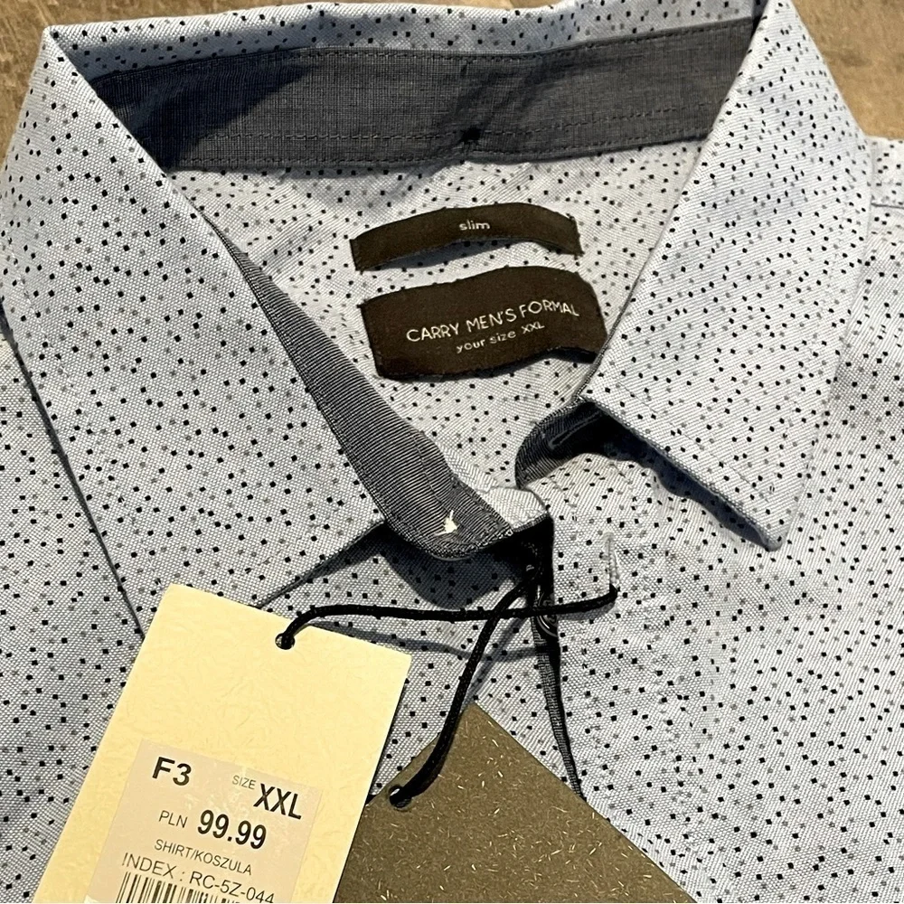 Nwt Carry Men’s Formal XXL slimfit button down 100% lightweight cotton shirt - Picture 2 of 9